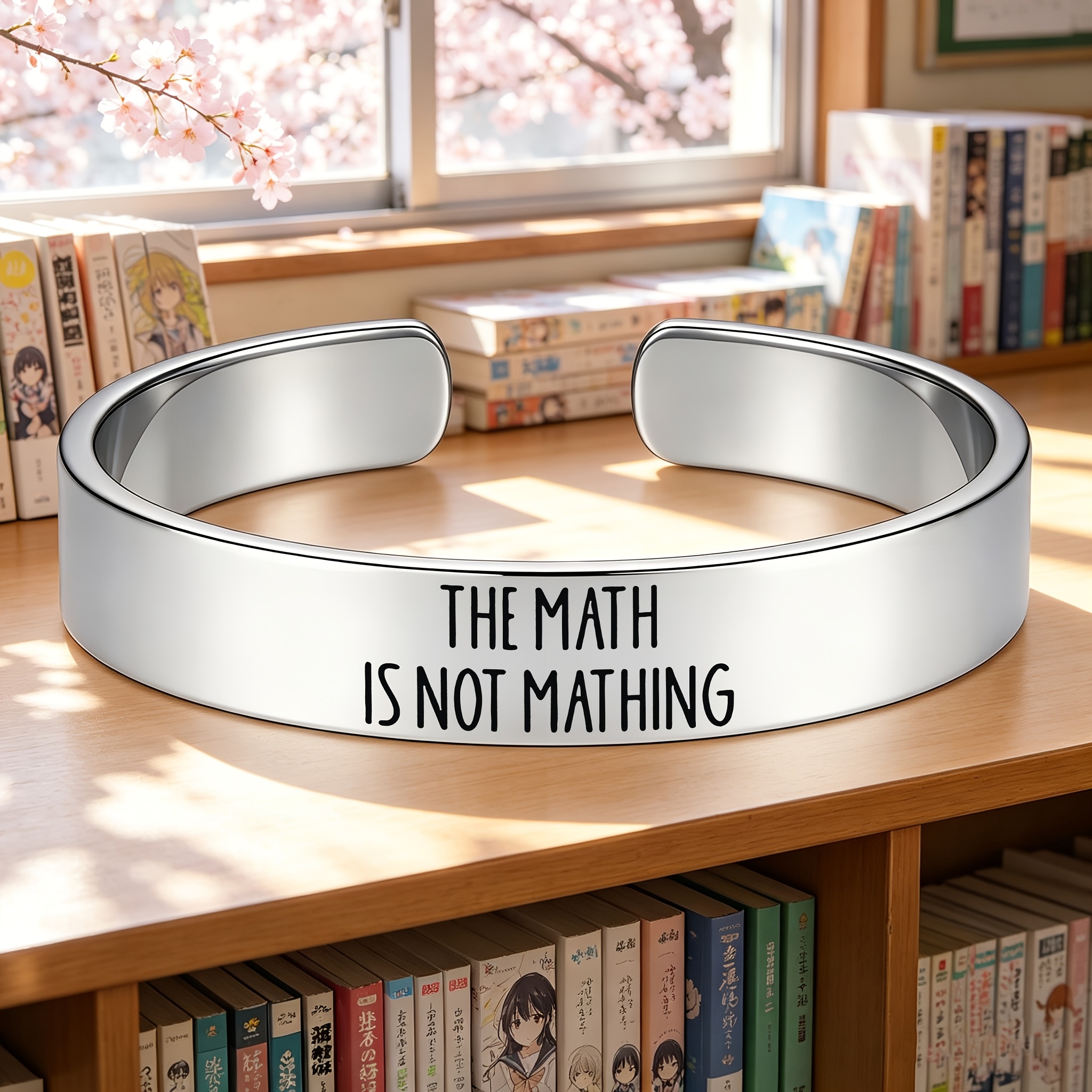 Funny 304 Stainless Steel Open Bangle, Math Slogan Gift